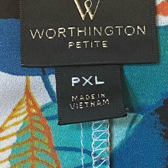 Worthington Women PXL Top Tropical Leaf Bold Print Short Sleeve Business Travel - Picture 10 of 11